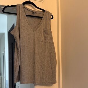 Gray Sleeveless V-Neck Top